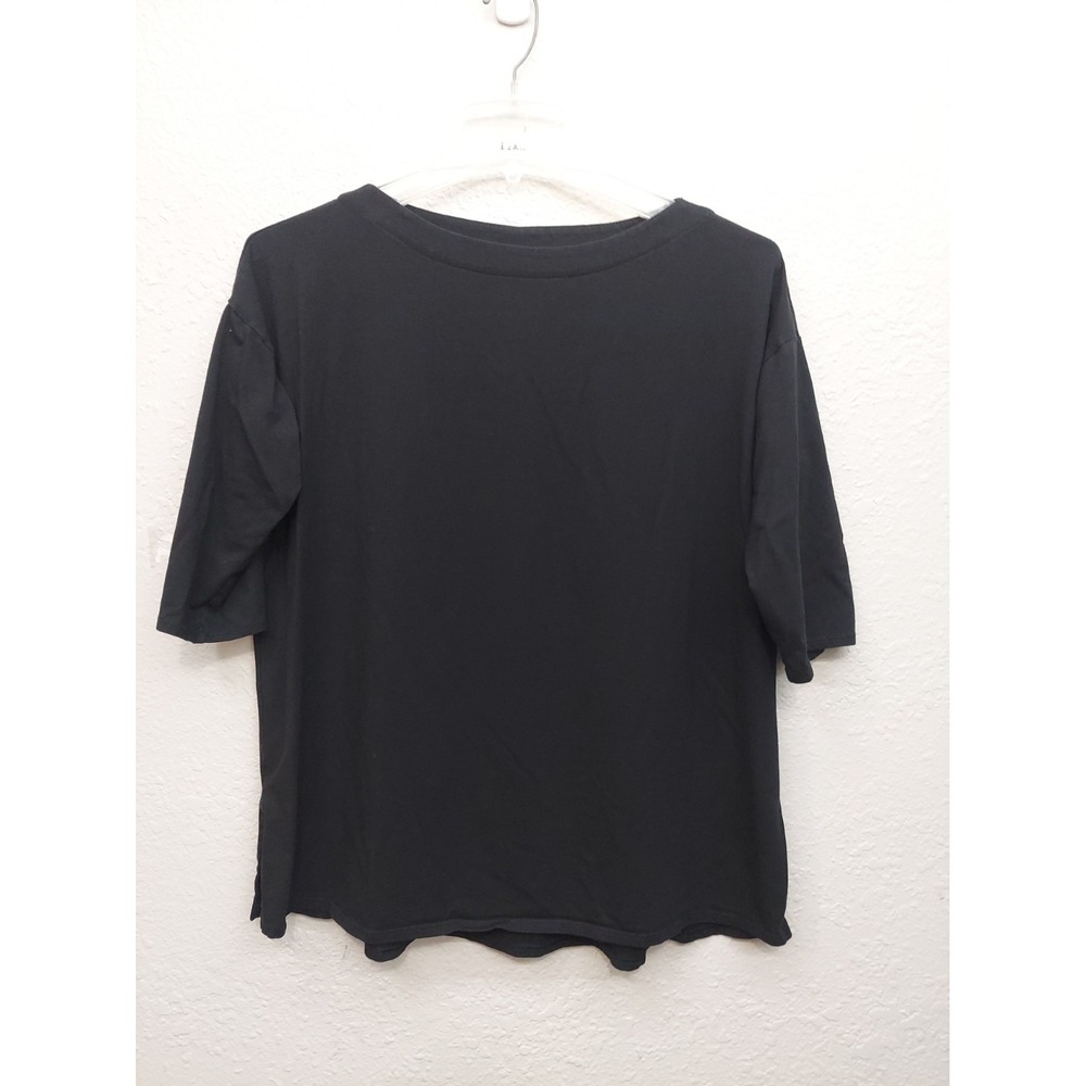 J Jill Top Womens Large Black Luxe Sumpima Pleat Back Tunic Soft Minimalist